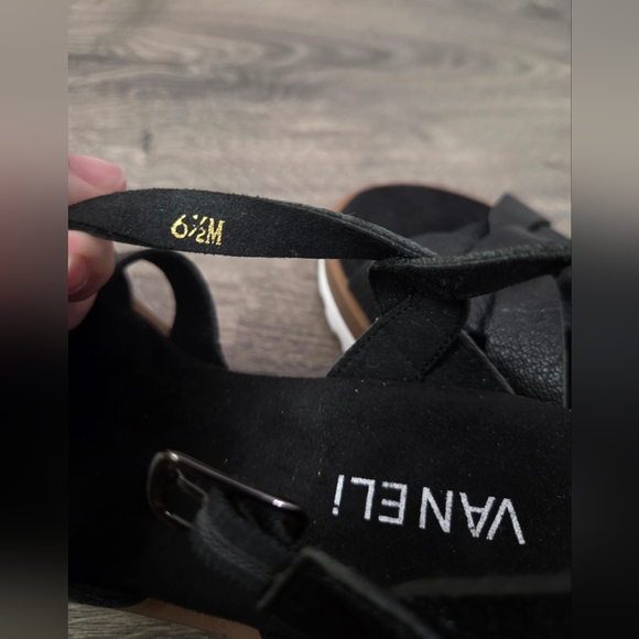 Vaneli Womens Black and Brown Wedge Sandals Size 6.5 - Picture 5 of 5